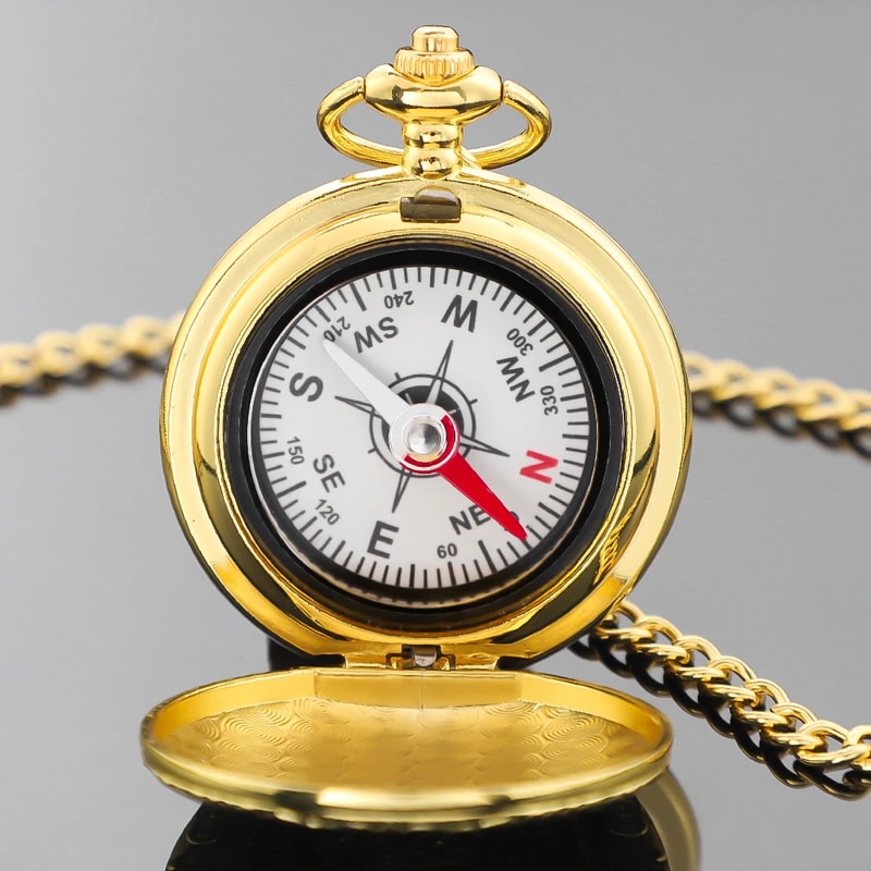 Vintage Brass Compass Pocket Watch For Hiking Survival Outdoor Navigation Gear 3