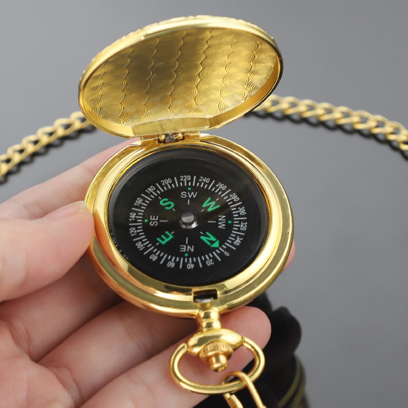 Vintage Brass Compass Pocket Watch For Hiking Survival Outdoor Navigation Gear 4