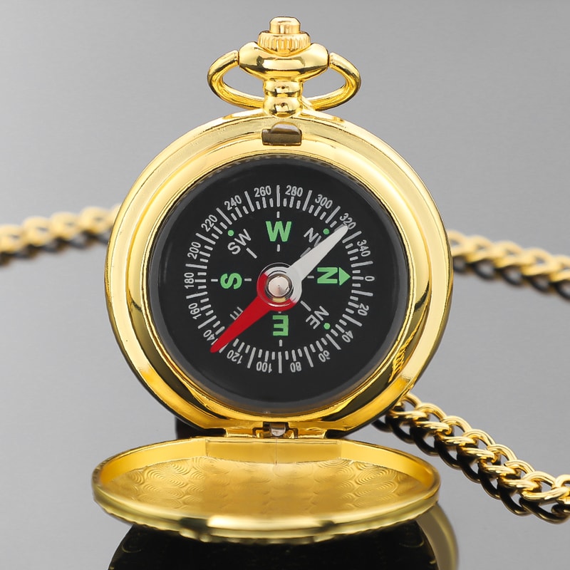 Vintage Brass Compass Pocket Watch For Hiking Survival Outdoor Navigation Gear 6