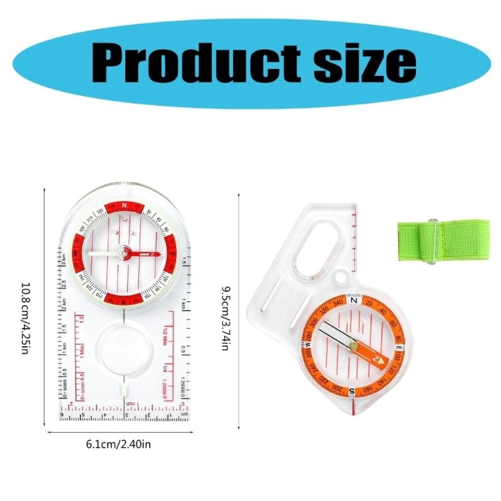 Thumb Compass Navigation Tool With Map Ruler Orienteering Compass Outdoor Hiking Gear 2