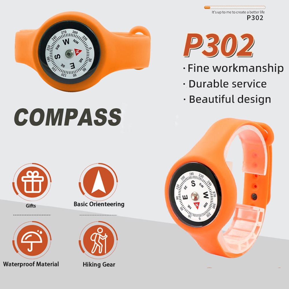 Survival Wrist Compass Watch Band Outdoor Navigation Tool for Hiking and Camping