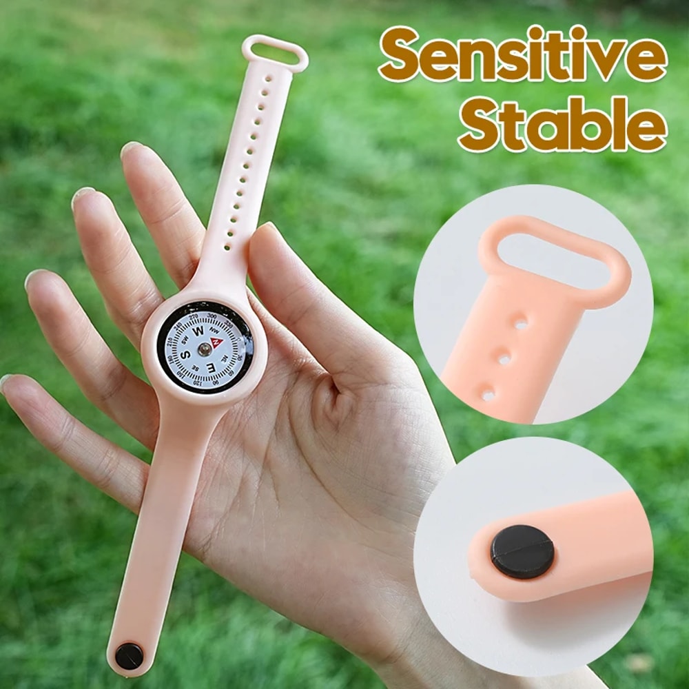 Survival Wrist Compass Watch Band Outdoor Navigation Tool for Hiking and Camping