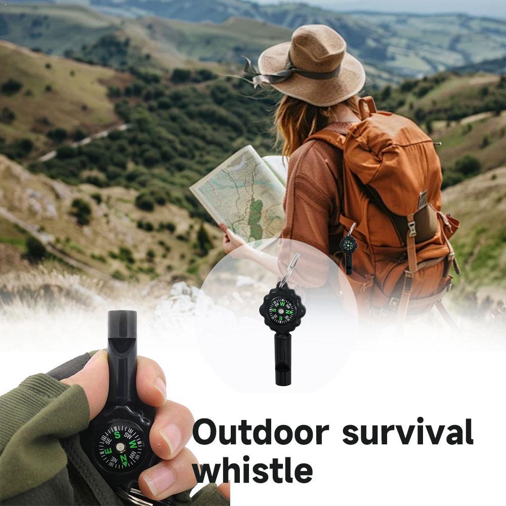Multi-Function Survival Whistle Compass Carabiner Outdoor Emergency Tool