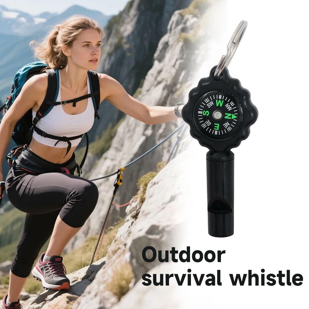 Multi-Function Survival Whistle Compass Carabiner Outdoor Emergency Tool