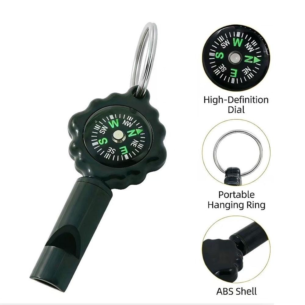 Multi-Function Survival Whistle Compass Carabiner Outdoor Emergency Tool