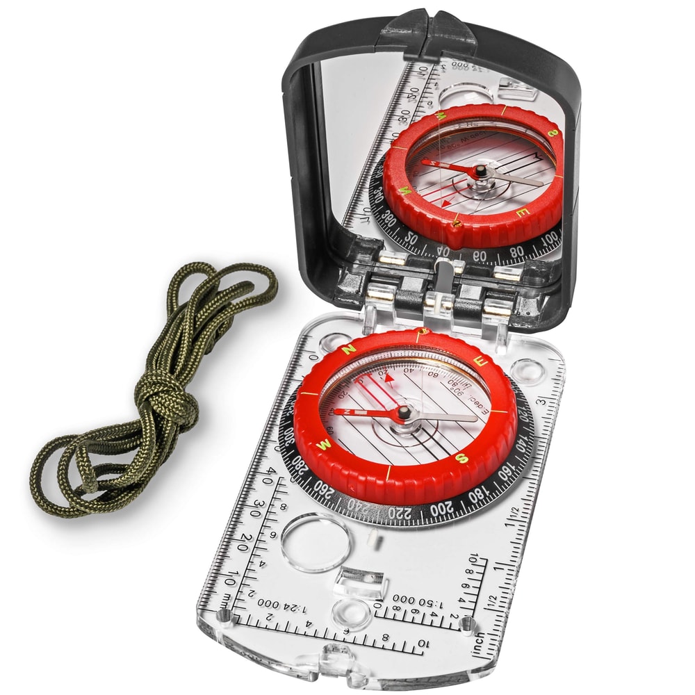 Precision Orienteering Compass with Mirror and LED for Hiking and Survival Navigation