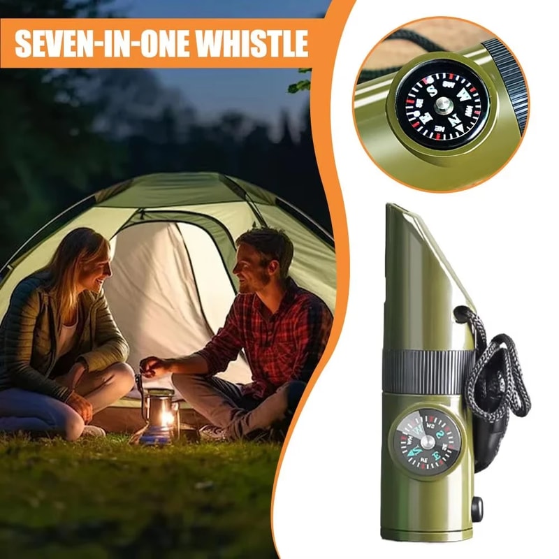 High Decibel Emergency Whistle with Compass for Outdoor Survival and Safety Gear