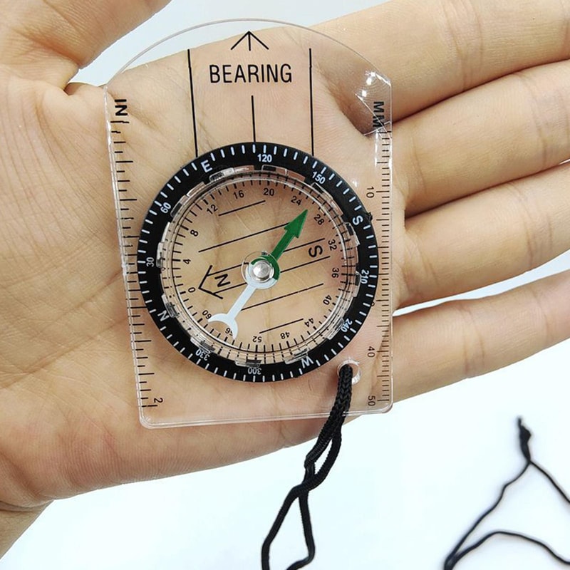 Compact Transparent Mini Compass for Hiking with Map Ruler and Navigation Tool