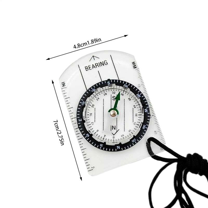 Compact Transparent Mini Compass for Hiking with Map Ruler and Navigation Tool