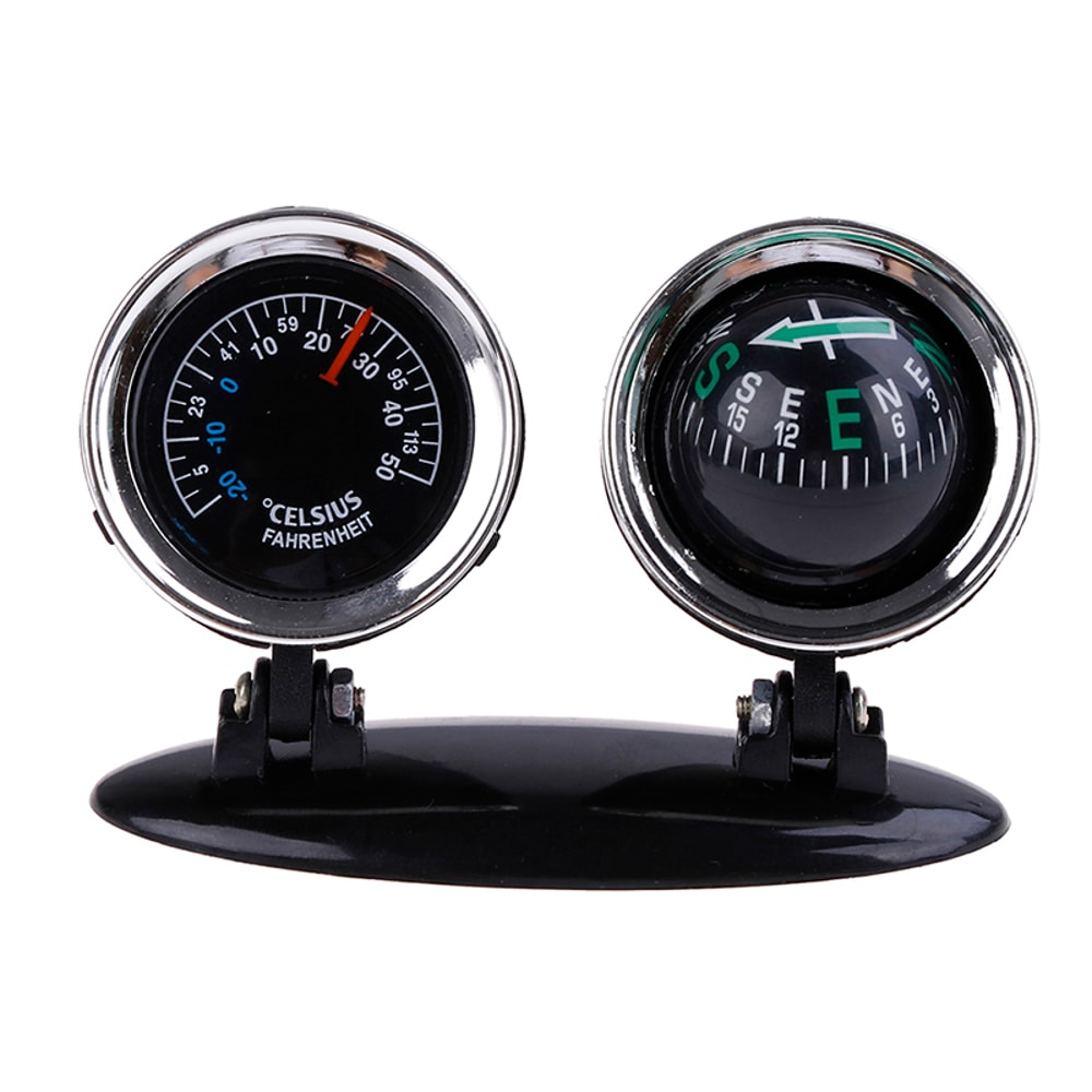 Car Dashboard Ball Compass with Thermometer Navigation Guide