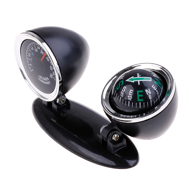 Car Dashboard Ball Compass with Thermometer Navigation Guide