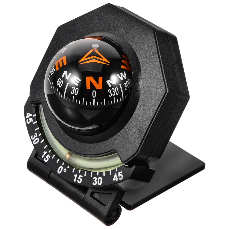 Foldable Car Dashboard Compass Ball with Tilt Angle Glow for Precise Vehicle Navigation