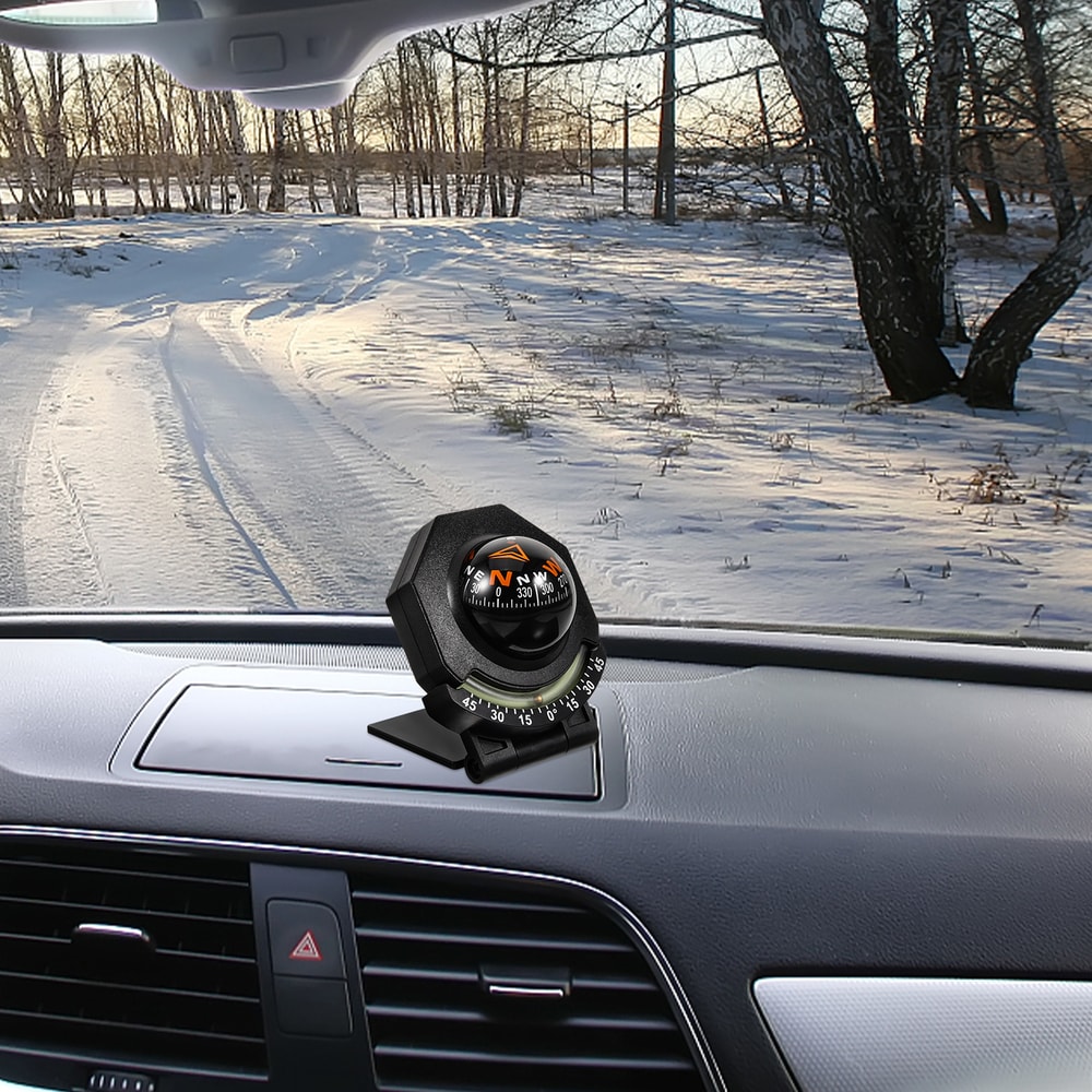 Foldable Car Dashboard Compass Ball with Tilt Angle Glow for Precise Vehicle Navigation