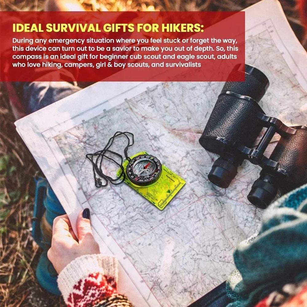 Waterproof Hiking Compass for Outdoor Navigation and Map Reading