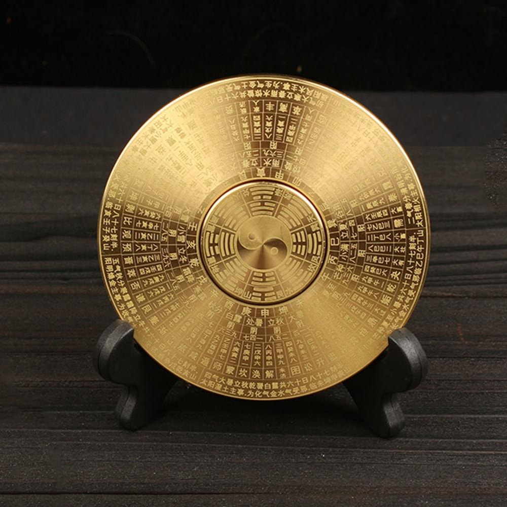 Vintage Brass Feng Shui Compass Rotatable Bagua Decor For Home And Outdoor Navigation 0