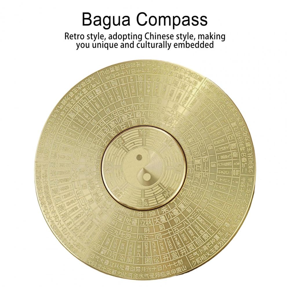 Vintage Brass Feng Shui Compass Rotatable Bagua Decor For Home And Outdoor Navigation 5