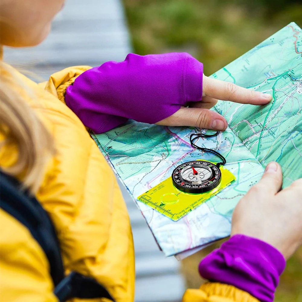 Waterproof Map Compass with Magnifier for Hiking and Outdoor Navigation