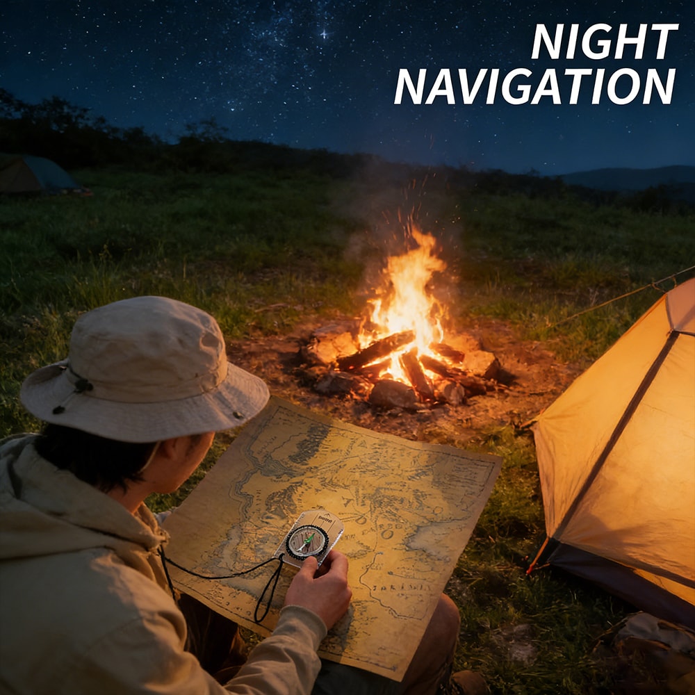 Professional Survival Compass Baseplate Precision Outdoor Navigation Tool for Hiking, Camping & Travel