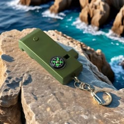 outdoor survival whistle with compass light emergency multi tool keychain