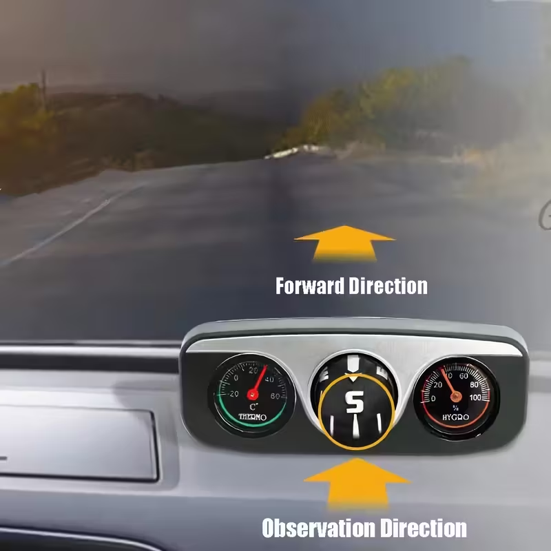 High Precision Dashboard Compass Thermometer Hygrometer Car Decor 4