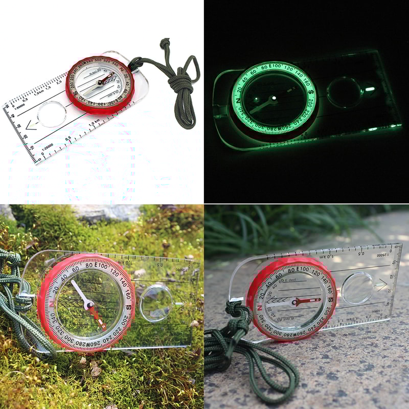 High Accuracy Waterproof Hiking Compass with Luminous Dial Shockproof Outdoor Navigation Tool