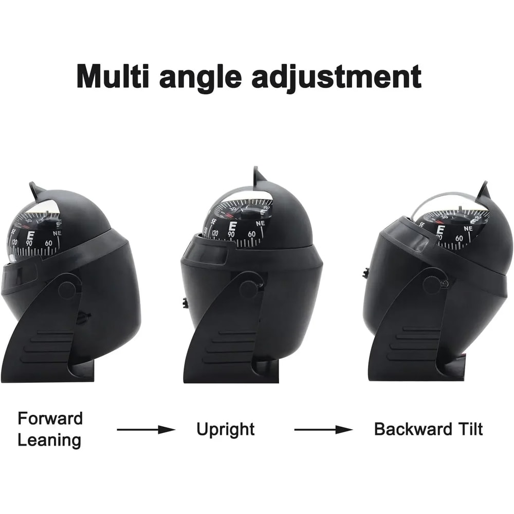 Portable Dashboard Navigation Compass Ball for Car Boat with LED Light and Magnetic Declination