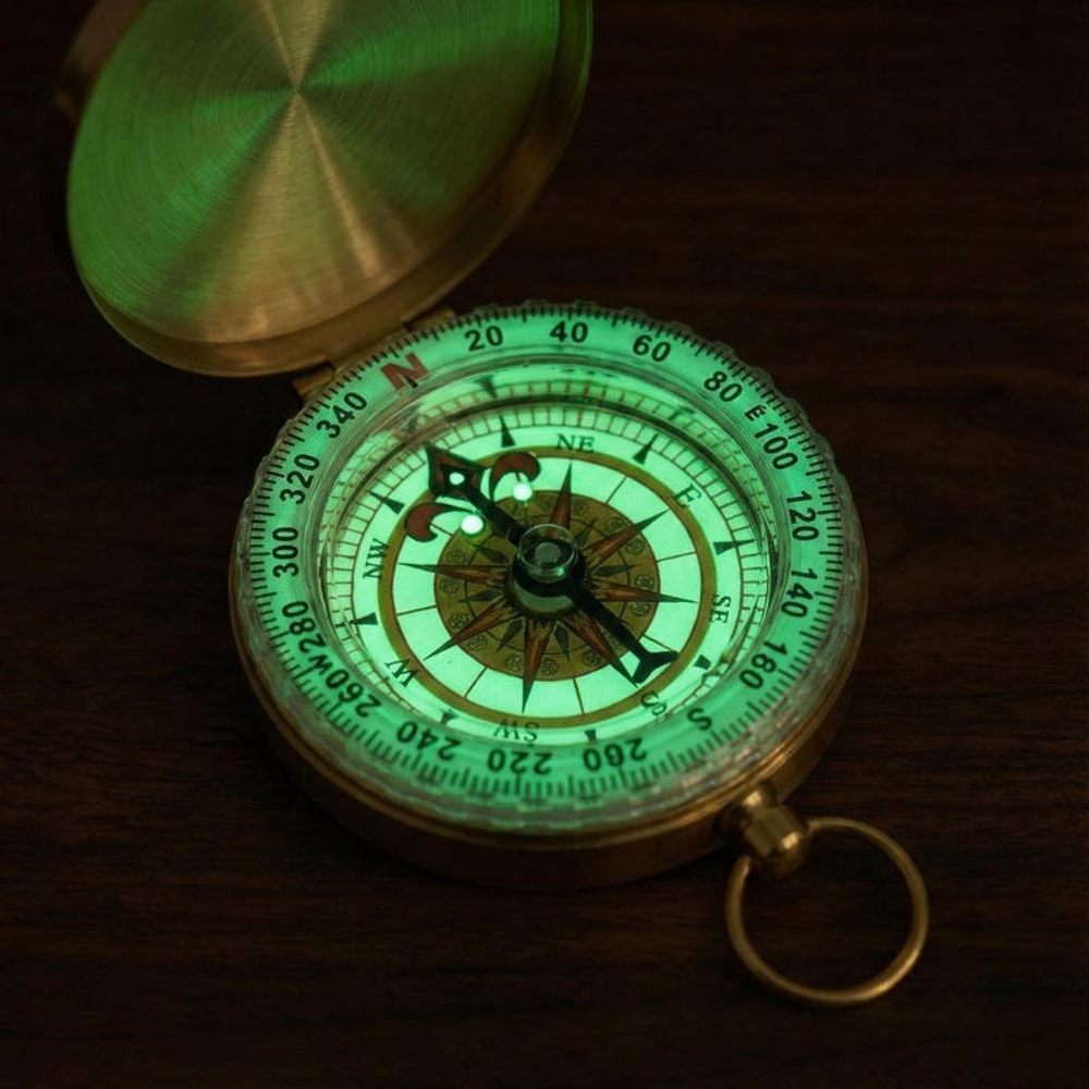 Vintage Brass Pocket Compass, Antique navigation compass for Hiking Camping Survival Gift