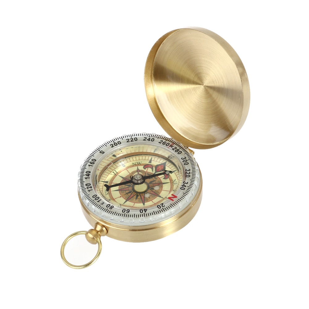 High Precision Brass Pocket Compass, Portable Outdoor Navigation Tool for Hiking and Camping