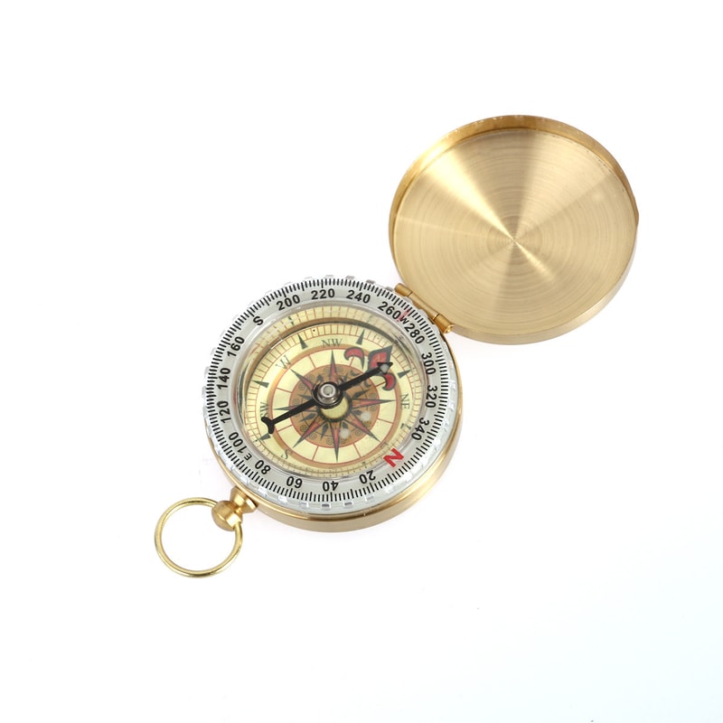 High Precision Brass Pocket Compass, Portable Outdoor Navigation Tool for Hiking and Camping