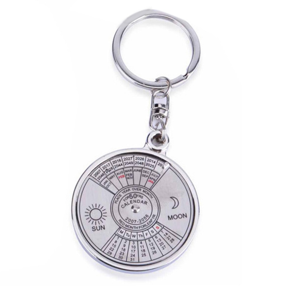 Mini Compass Keychain with Perpetual Calendar Metal Survival Tool for Hiking and Everyday Carry