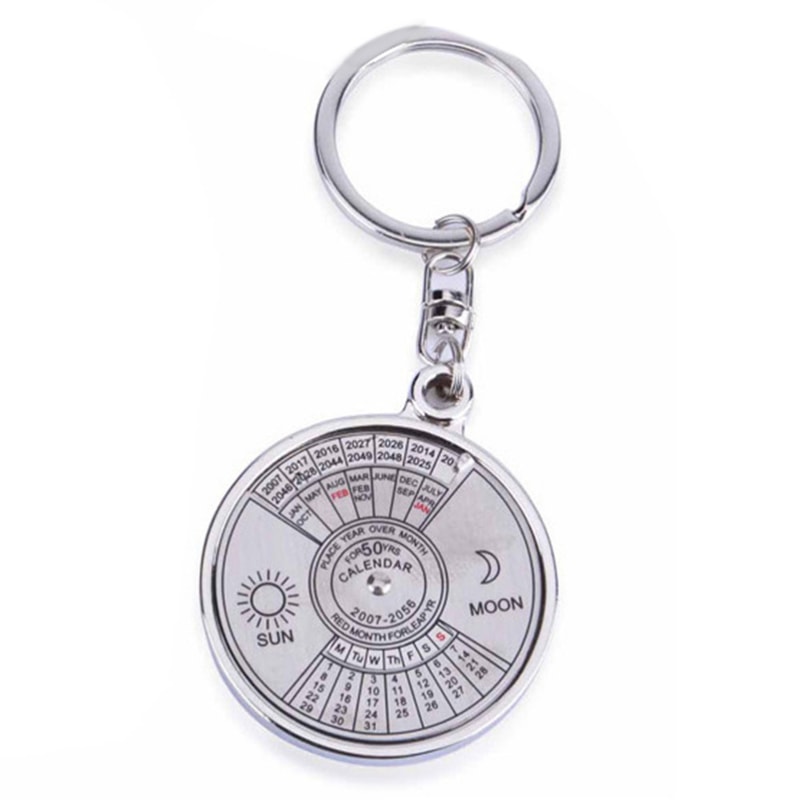 Mini Compass Keychain with Perpetual Calendar Metal Survival Tool for Hiking and Everyday Carry