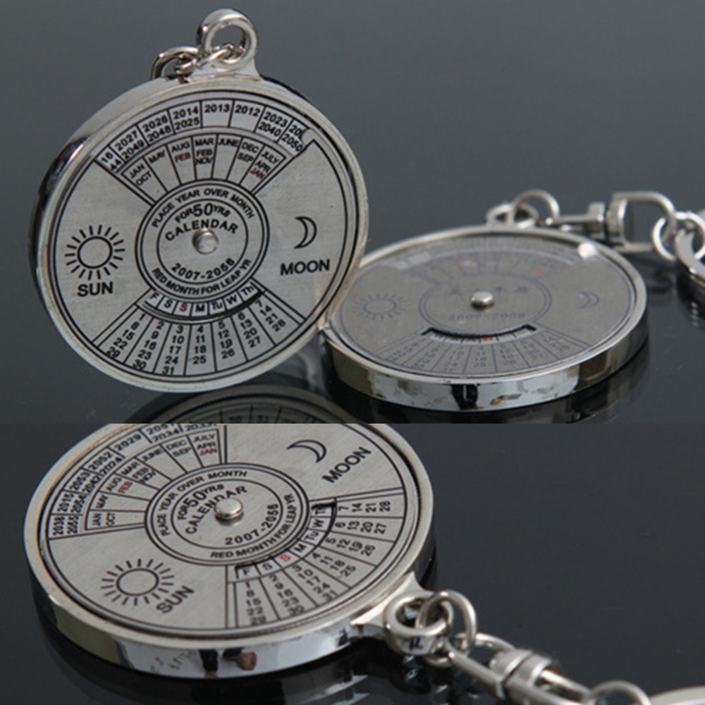 Mini Compass Keychain with Perpetual Calendar Metal Survival Tool for Hiking and Everyday Carry