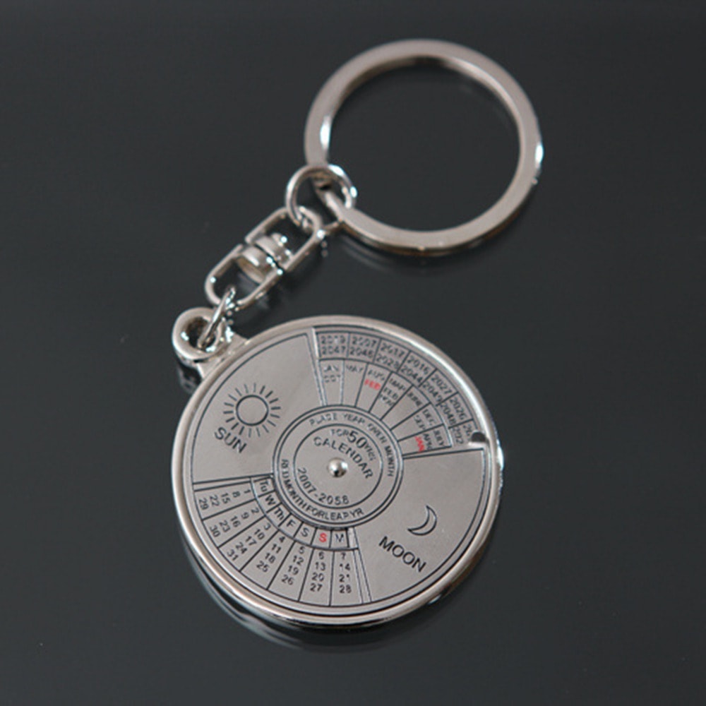Mini Compass Keychain with Perpetual Calendar Metal Survival Tool for Hiking and Everyday Carry
