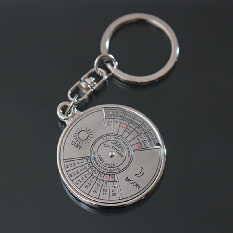 Mini Compass Keychain with Perpetual Calendar Metal Survival Tool for Hiking and Everyday Carry