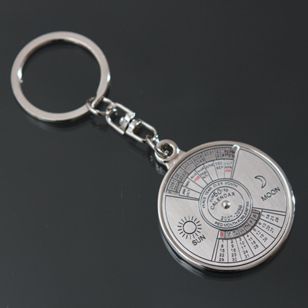 Mini Compass Keychain with Perpetual Calendar Metal Survival Tool for Hiking and Everyday Carry