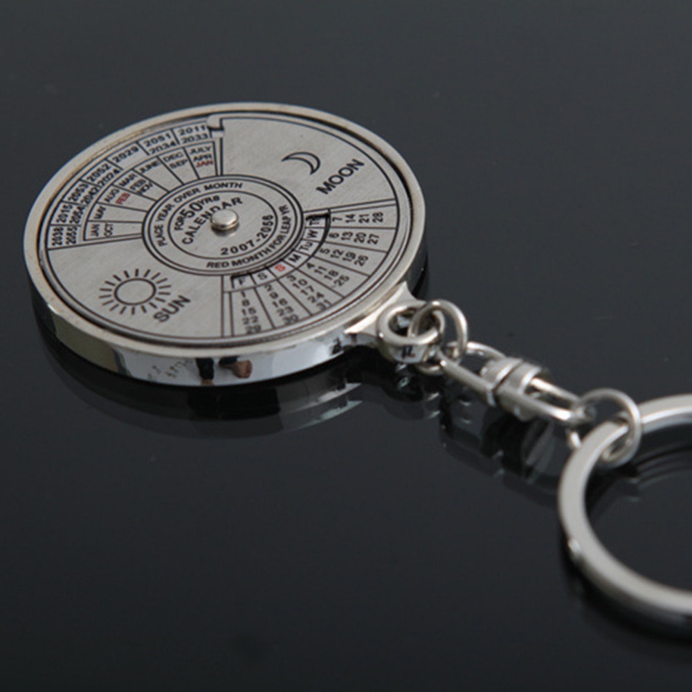 Mini Compass Keychain with Perpetual Calendar Metal Survival Tool for Hiking and Everyday Carry
