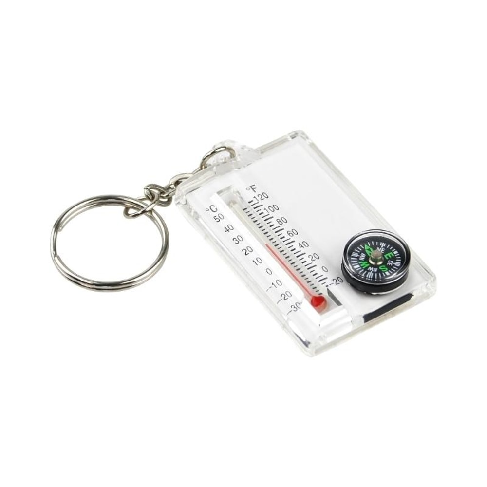 Mini Survival Compass Thermometer Keychain for Hiking Camping Gear