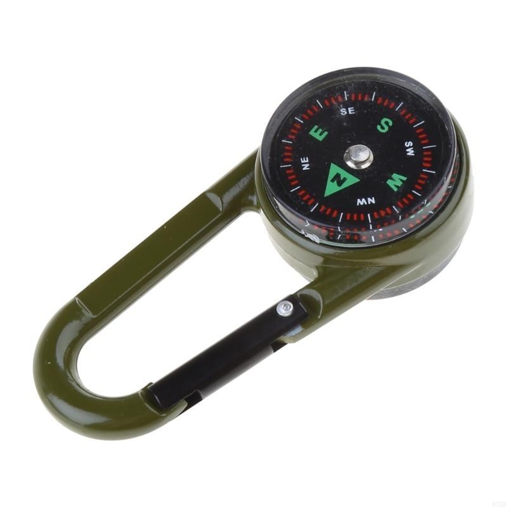 All In One Multifunctional Carabiner Compass Thermometer Keychain Outdoor Survival Clip 0
