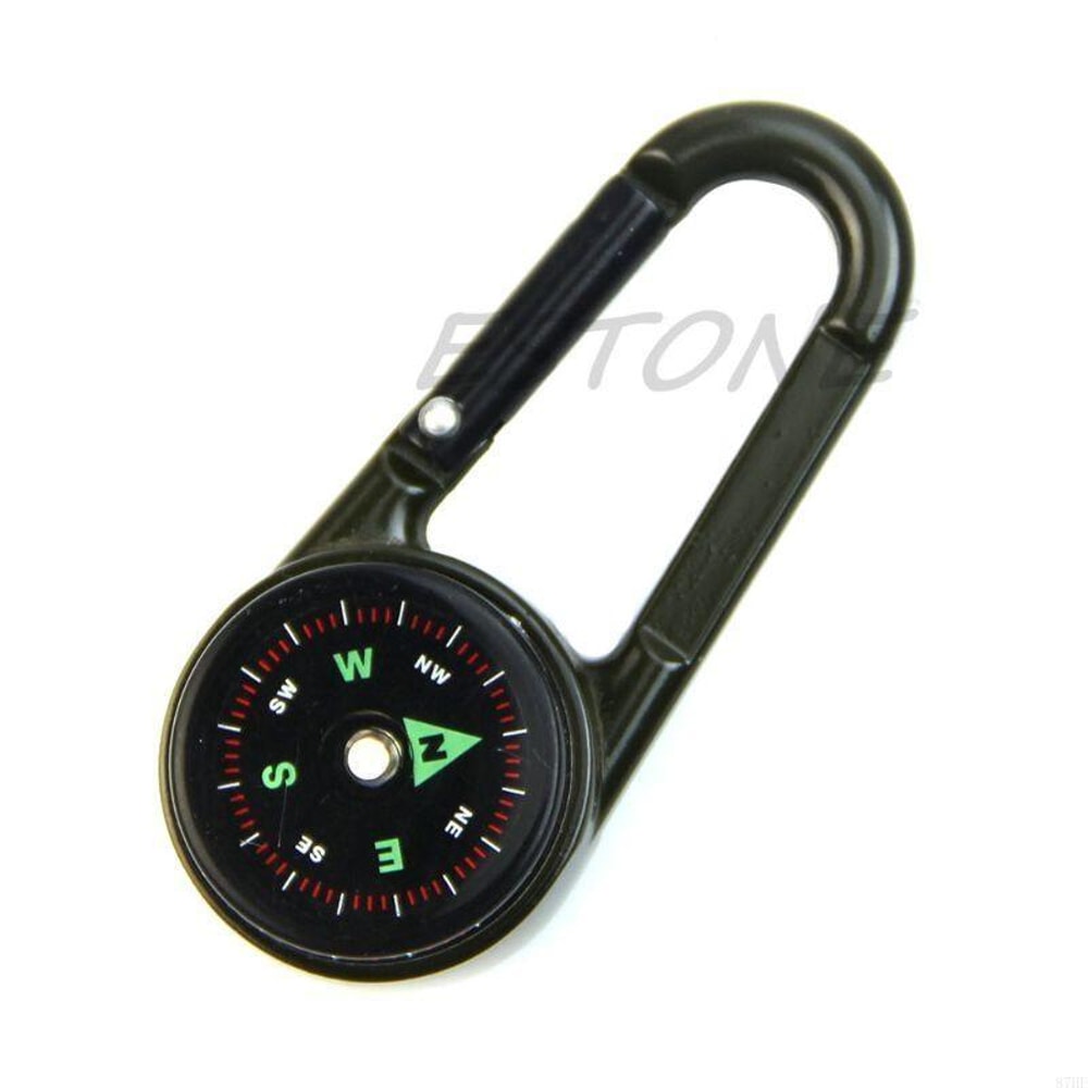 All In One Multifunctional Carabiner Compass Thermometer Keychain Outdoor Survival Clip 2