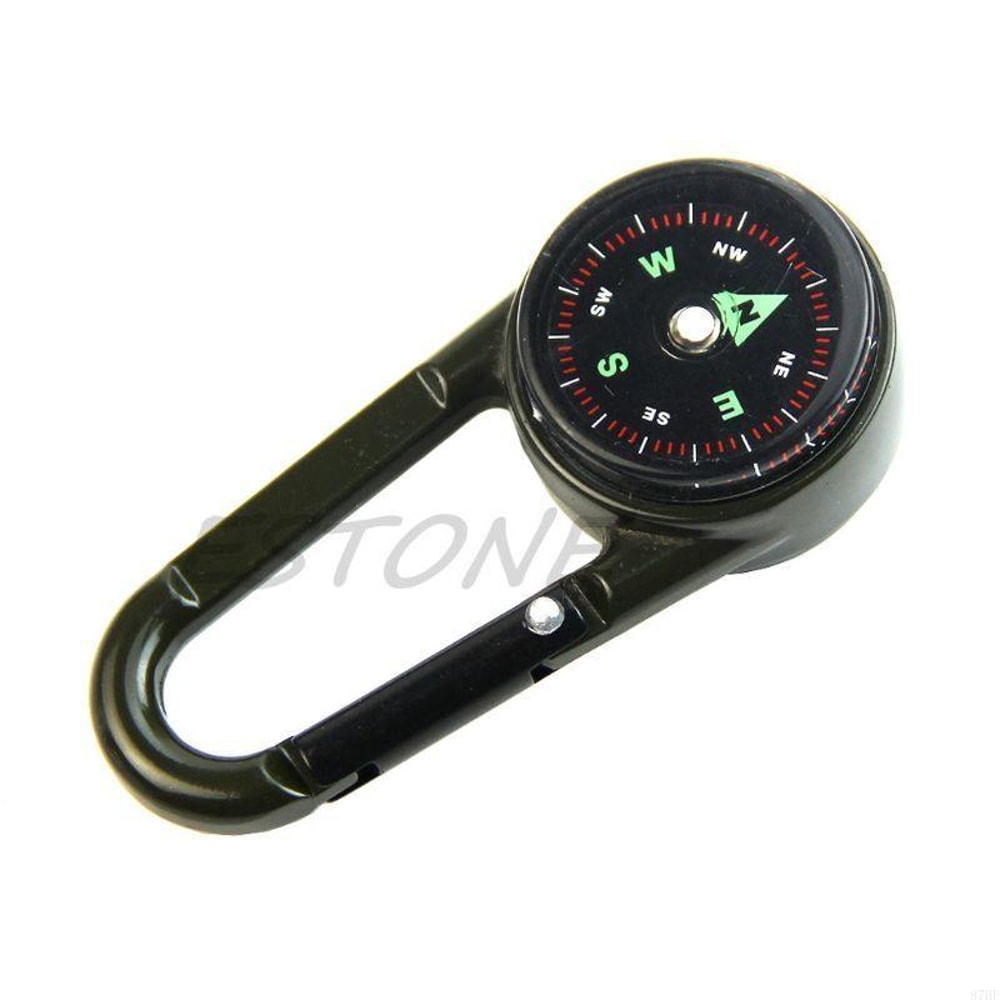 All In One Multifunctional Carabiner Compass Thermometer Keychain Outdoor Survival Clip 3