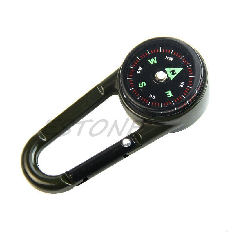 All In One Multifunctional Carabiner Compass Thermometer Keychain Outdoor Survival Clip 3