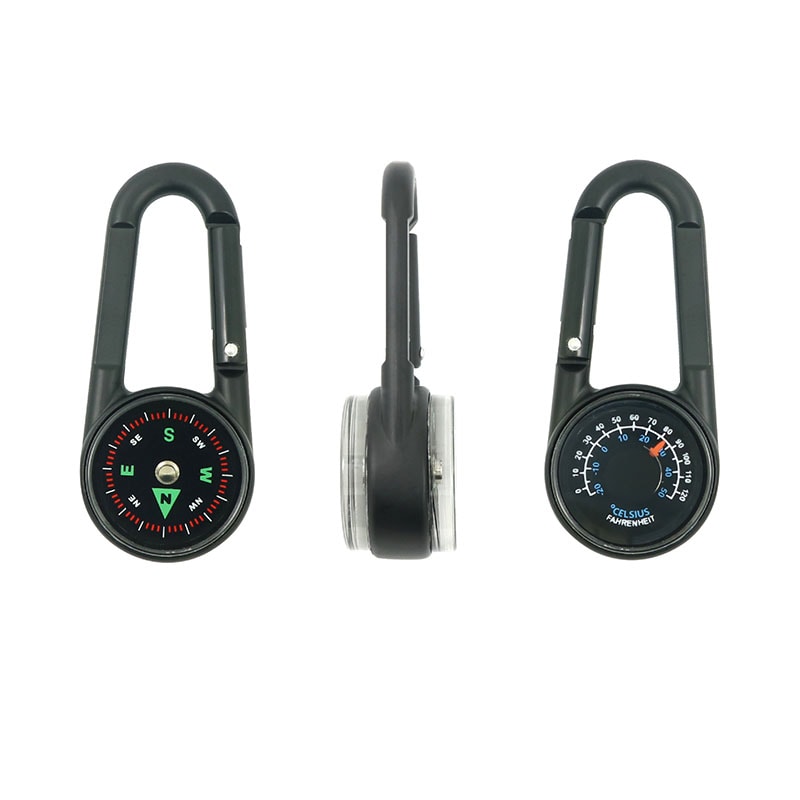 Mini Survival Compass Thermometer Keychain for Hiking and Camping Gear