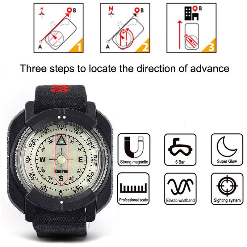 Professional Waterproof Diving Compass Watch With Luminous Dial For Scuba And Outdoor Navigation 3