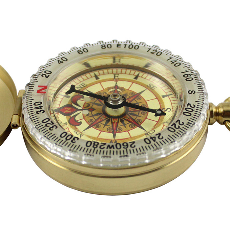 Vintage Brass Pocket Compass for Camping and Hiking Navigation