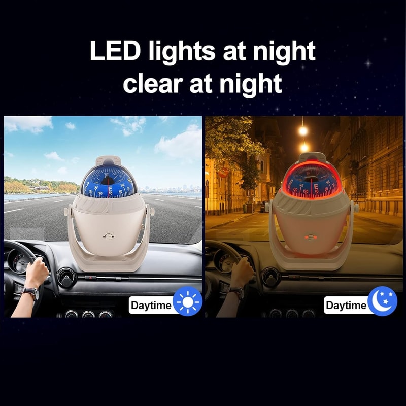 Adjustable Magnetic Vehicle Compass Ball for Cars Boats and Marine Navigation