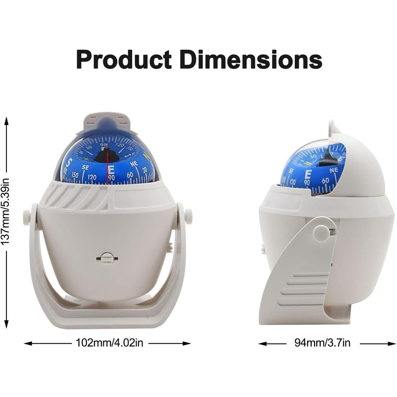 Adjustable Magnetic Vehicle Compass Ball for Cars Boats and Marine Navigation