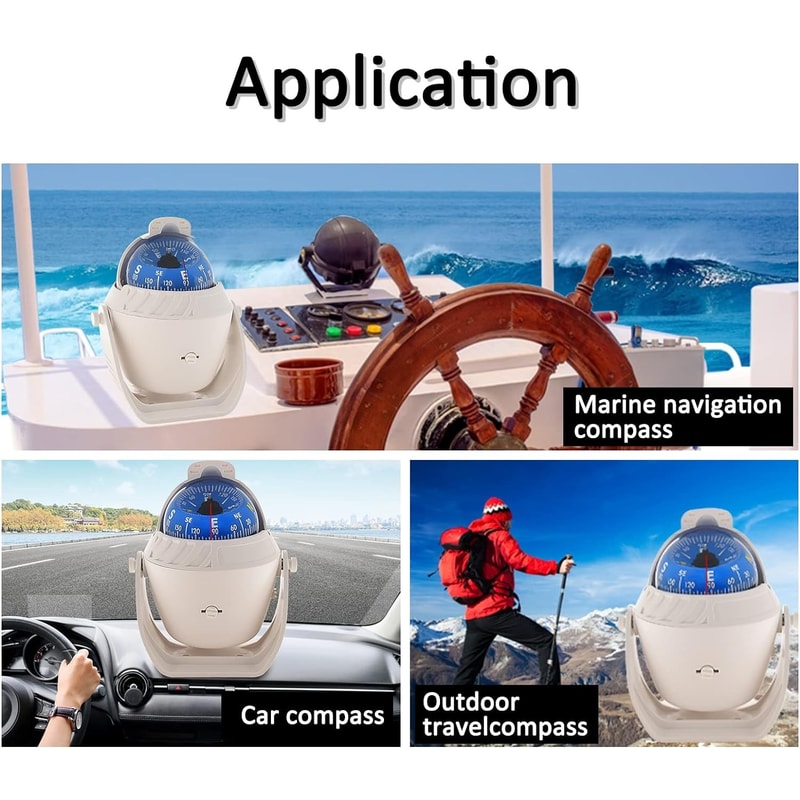 Adjustable Magnetic Vehicle Compass Ball for Cars Boats and Marine Navigation