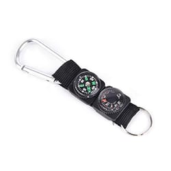 outdoor survival compass keychain with thermometer and carabiner clip