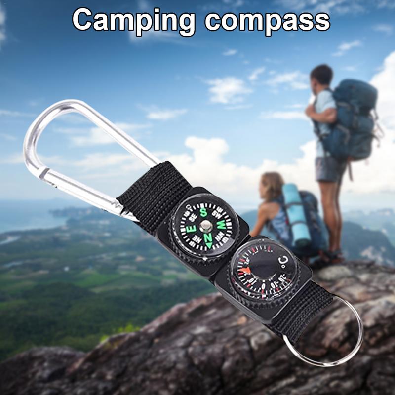 Outdoor Survival Compass Keychain With Thermometer And Carabiner Clip 1