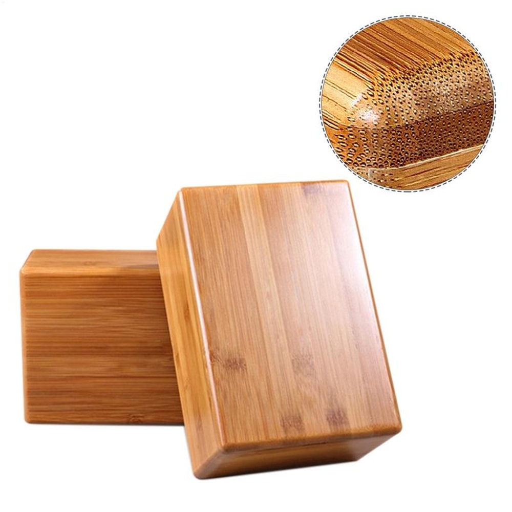 Natural Bamboo Yoga Block Non Slip Fitness Support Brick for Balance Stretching and Strength Training